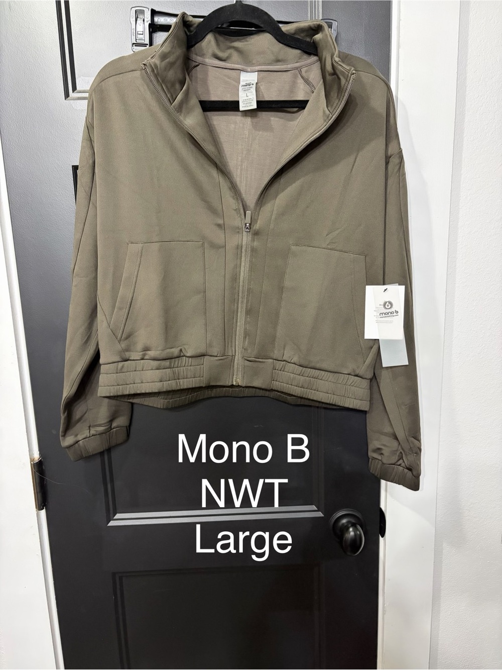 Anthropologie Mono B Olive Zip-Up Cropped Jacket